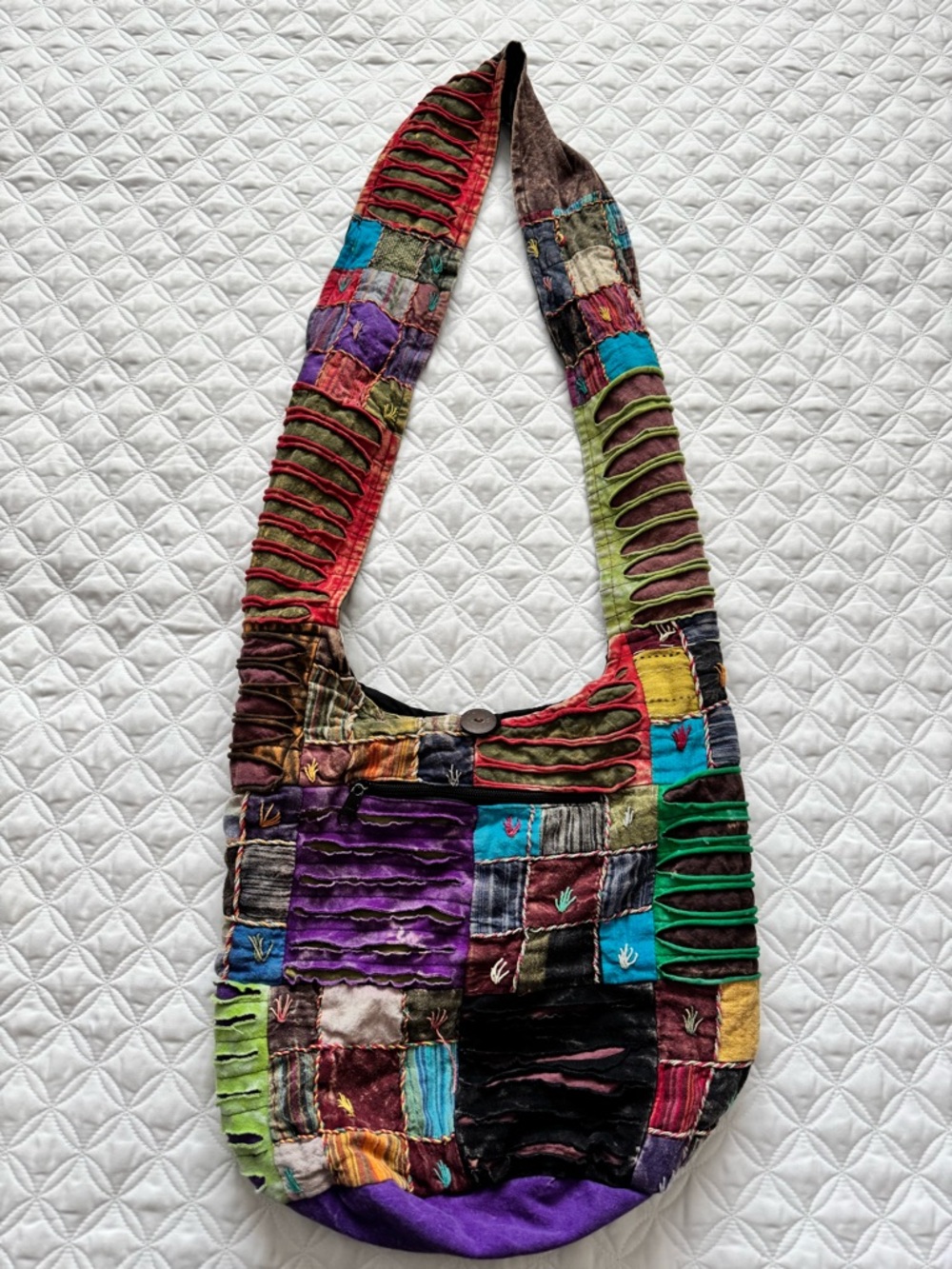 Multicolor Razor Cut Patchwork Hippie Boho Hobo Shoulder Bag Purse